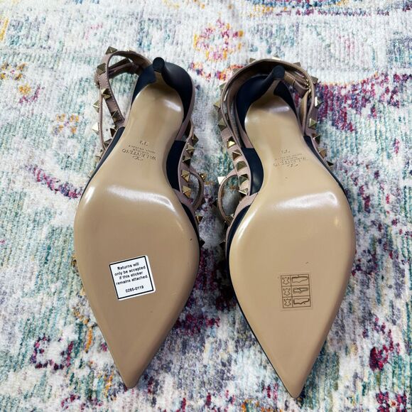 Valentino Black Rockstud Point Toe Heels - Picture 7 of 10